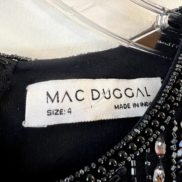 Mac Duggal Style 9180 Beaded Cape Top Formal Gown Midnight Blue Sz 4 NWT - Picture 5 of 6